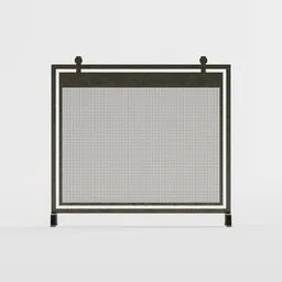 Antique Metal Mesh Fireplace Screen