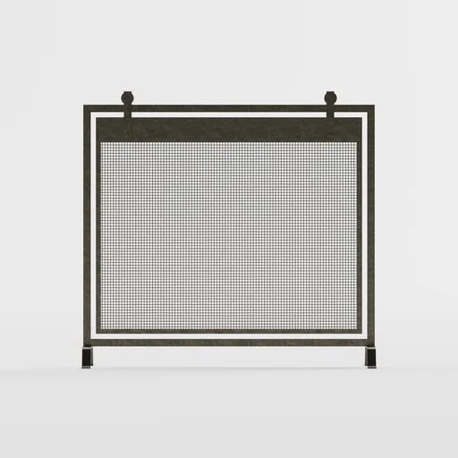 Antique Metal Mesh Fireplace Screen