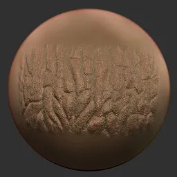 3D sculpting brush showcasing detailed wood grain texture effect for modeling surfaces in Blender.