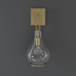 "Clear Glass Tear Drop Wall Light in Antique Brass Finish, Designed by Nikola Avramov and Rendered in Realistic Gold by Blender 3D - Awarded for its Craftsmanship and Editorial Excellence."