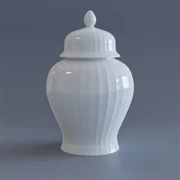 High-quality 3D-rendered ceramic vase model with detailed lid designed for Blender users.