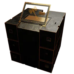 Versatile 3D model of a futuristic shop/drop box, compatible with Blender 3D, for creative virtual environments.