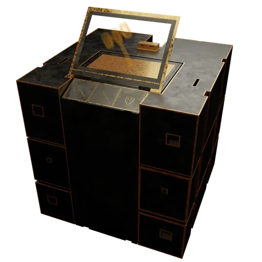 Versatile 3D model of a futuristic shop/drop box, compatible with Blender 3D, for creative virtual environments.