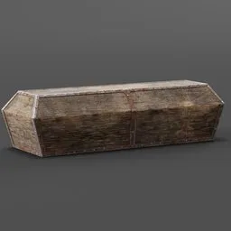 "Get spooky with this realistic wooden coffin 3D model, great for graveyard scenes in Blender 3D. Complete with metal latch and eerie detail, use it for your next horror project."