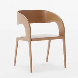 3D rendered brown leather armchair with a contemporary design on a plain background, compatible with Blender.
