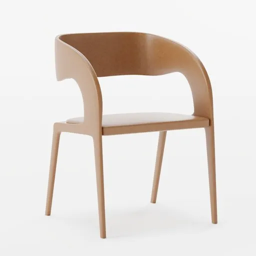 3D rendered brown leather armchair with a contemporary design on a plain background, compatible with Blender.