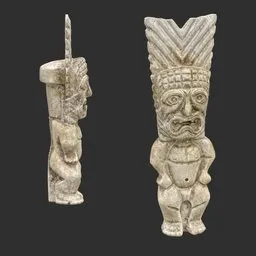 Tiki God Sacred Crown Statue Marble