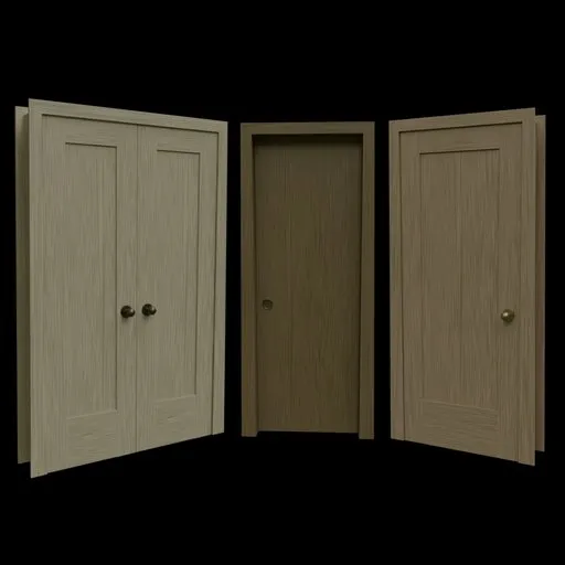 Procedural Blender 3D door models with customizable dimensions and materials, ideal for architectural design.