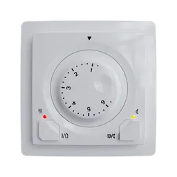 Detailed 3D rendering of a digital thermostat with dial control interface for Blender 3D visualization.