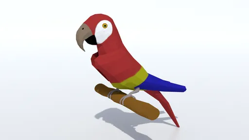3D blended-color macaw parrot model designed for low-poly visualization and CG projects.