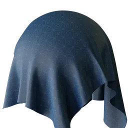 High-resolution PBR blue fabric texture with dotted pattern for 3D materials, suitable for Blender and other 3D applications.