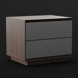 "Contemporary Bedside Table with Two Drawers - 3D Model for Blender 3D - Hall Category."