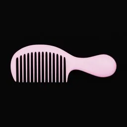 Detailed pink comb 3D model rendering, perfect for Blender animation exercises, isolated with no background.