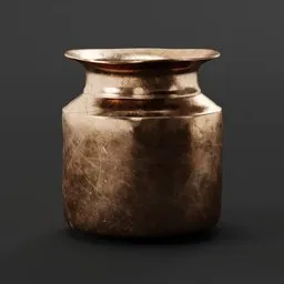 Detailed 3D rendering of a traditional Indian metal pot, suitable for Blender 3D projects.