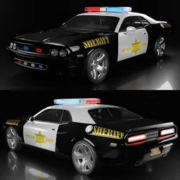 Police Car Dodge Challenger (Rigged)
