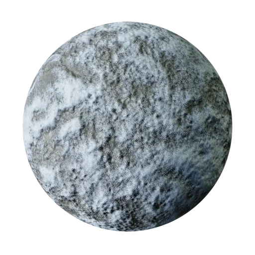 Snow-dusted cement texture for PBR ground-material in Blender 3D, displaying realistic weathering and detail.
