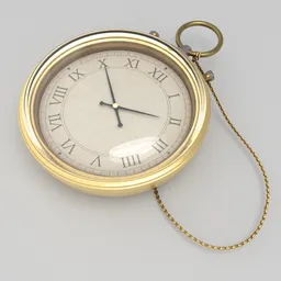 Detailed 3D vintage pocket watch with chain in Blender ready for download.