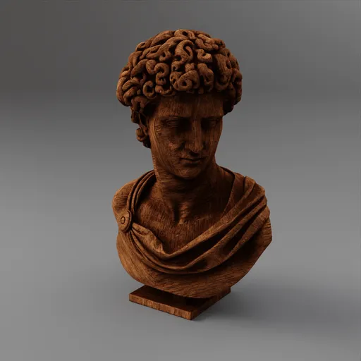 Male Portrait Bust - Wood