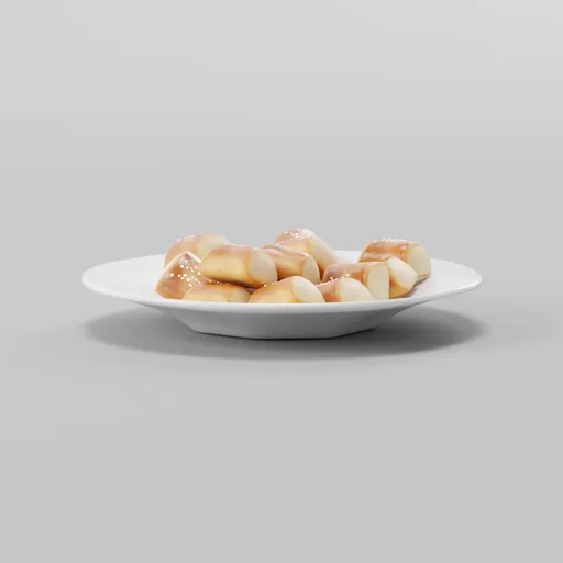 Realistic Pretzel Bites on a Plate