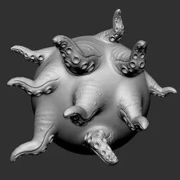 3D sculpting brush imprint of detailed tentacles for creating creatures in Blender 3D.