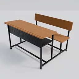 Wooden School Bench
