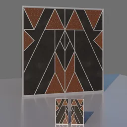 Detailed geometric 3D model of a black and brown leather wall panel, available for Blender decoration renders.