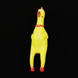 Detailed Blender 3D model of a stress-relief toy chicken with a red collar and feet, optimized for exercise animations.