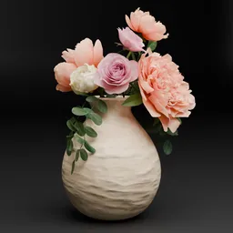 Peach Peony flowers Vase