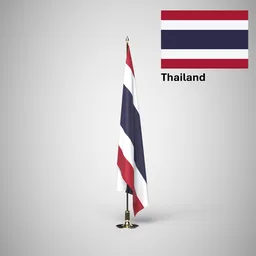 Thailand Ceremonial flag on stand