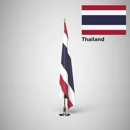Thailand Ceremonial flag on stand