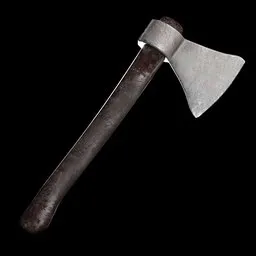 Detailed 3D model of weathered axe, suitable for Blender historical military scenes or video game assets.
