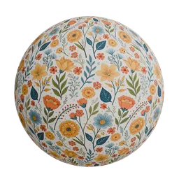 Orange and blue wildflowers wallpaper