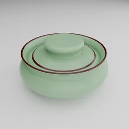 Green Blender 3D model of a ceramic oven pot with a dark red rim.