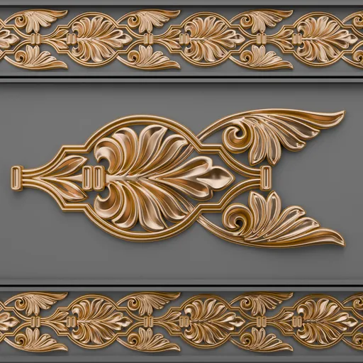 Elegant 3D trim brush, baroque-style ornament for Blender, designed to enhance project speed and quality.