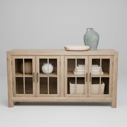 Wooden Glass Sideboard Cabinet