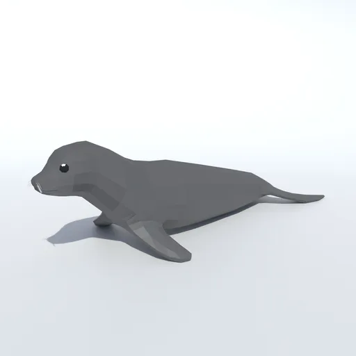 Optimized 3D seal model for Blender rendering with a clean quad-based mesh, including separate eye elements.