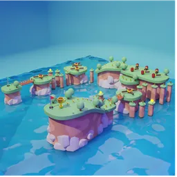 Low-Poly Island Platformer Game World