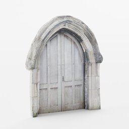 Detailed 3D model of an ancient stone arch door with realistic textures, optimized for Blender use.