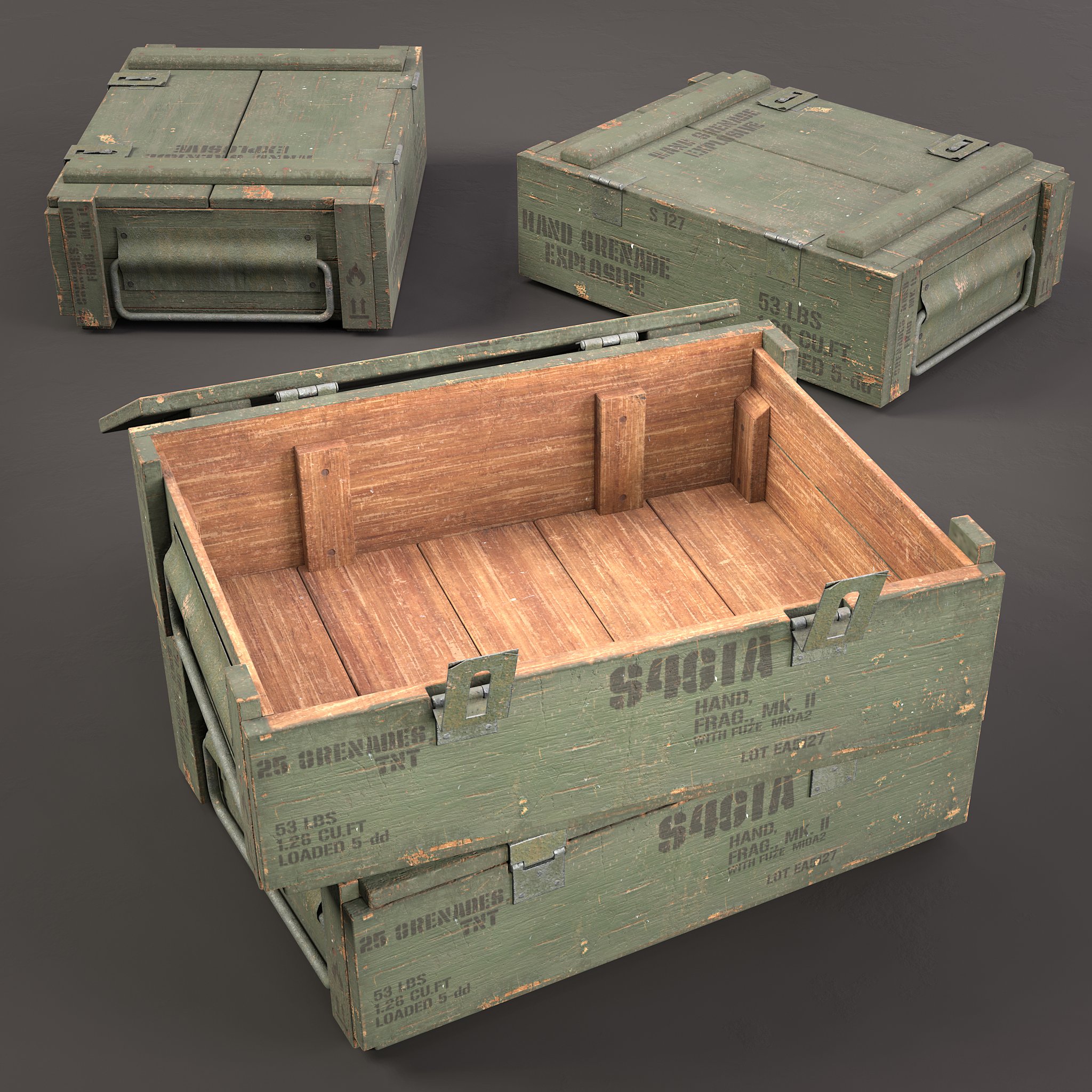 Wooden Grenade box | Containers models | BlenderKit