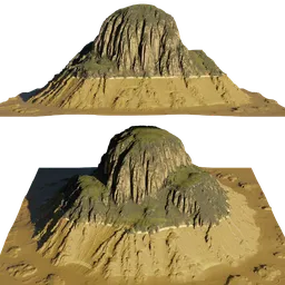 Detailed 3D mountain model showcasing rugged terrain and textures, optimized for Blender rendering.