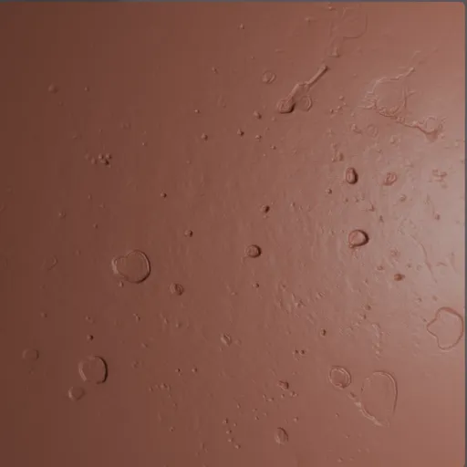 Blender 3D sculpting brush creating detailed damage effects with a coffee stain texture on a 3D model surface.