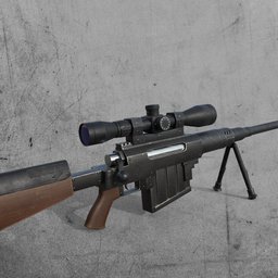 Highly detailed Blender 3D model of PGM Hécate II sniper rifle with scope, optimized for military equipment simulations.