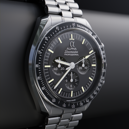High-resolution 3D render of a silver wristwatch, detailed texture, suitable for Blender 3D visualization and smartwatch concepts.