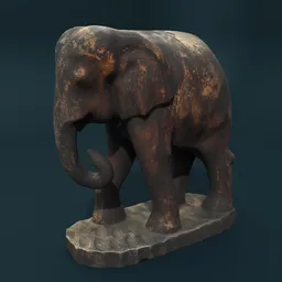 Thai Wooden Elephant Statue