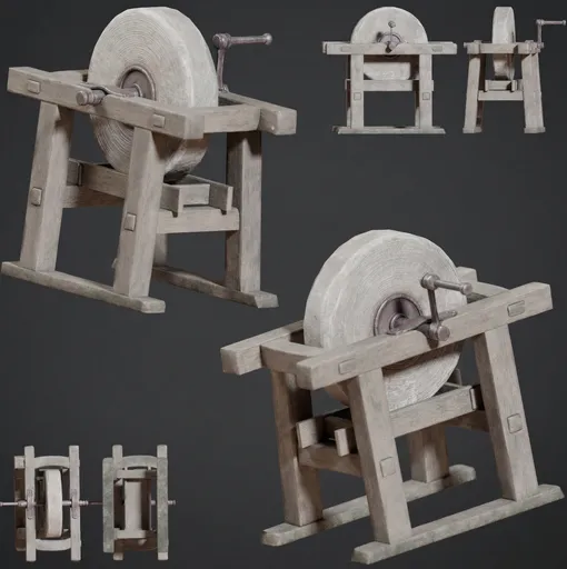 Medieval Wooden Grindstone