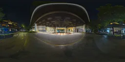 Hotel entrance at night