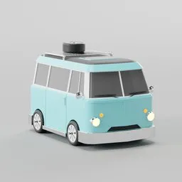 Stylized Retro Blue Camper Van Toy