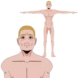 Anime Old Man Character Base Mesh - Rigged (Rigify)