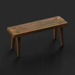 Detailed 3D wooden bench model rendered in Blender, ideal for garden scenes.