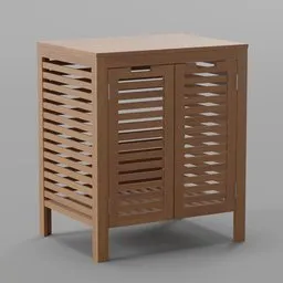 Slatted Wood Storage Cabinet